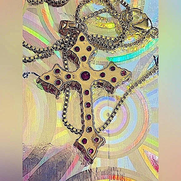 Sparkly crystal cross 925 Sterling pavé bling 1” high crystal cubic zirconia - Picture 6 of 6